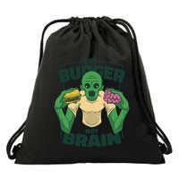 Eat Burger Not Brain Funny Zombie Drawstring Bag