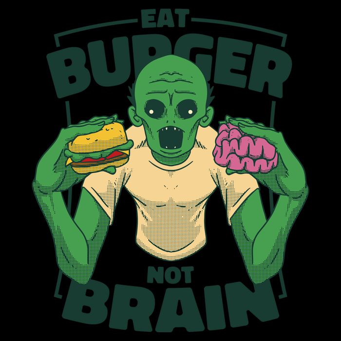 Eat Burger Not Brain Funny Zombie Drawstring Bag