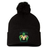 Eat Burger Not Brain Funny Zombie Pom Pom 12in Knit Beanie