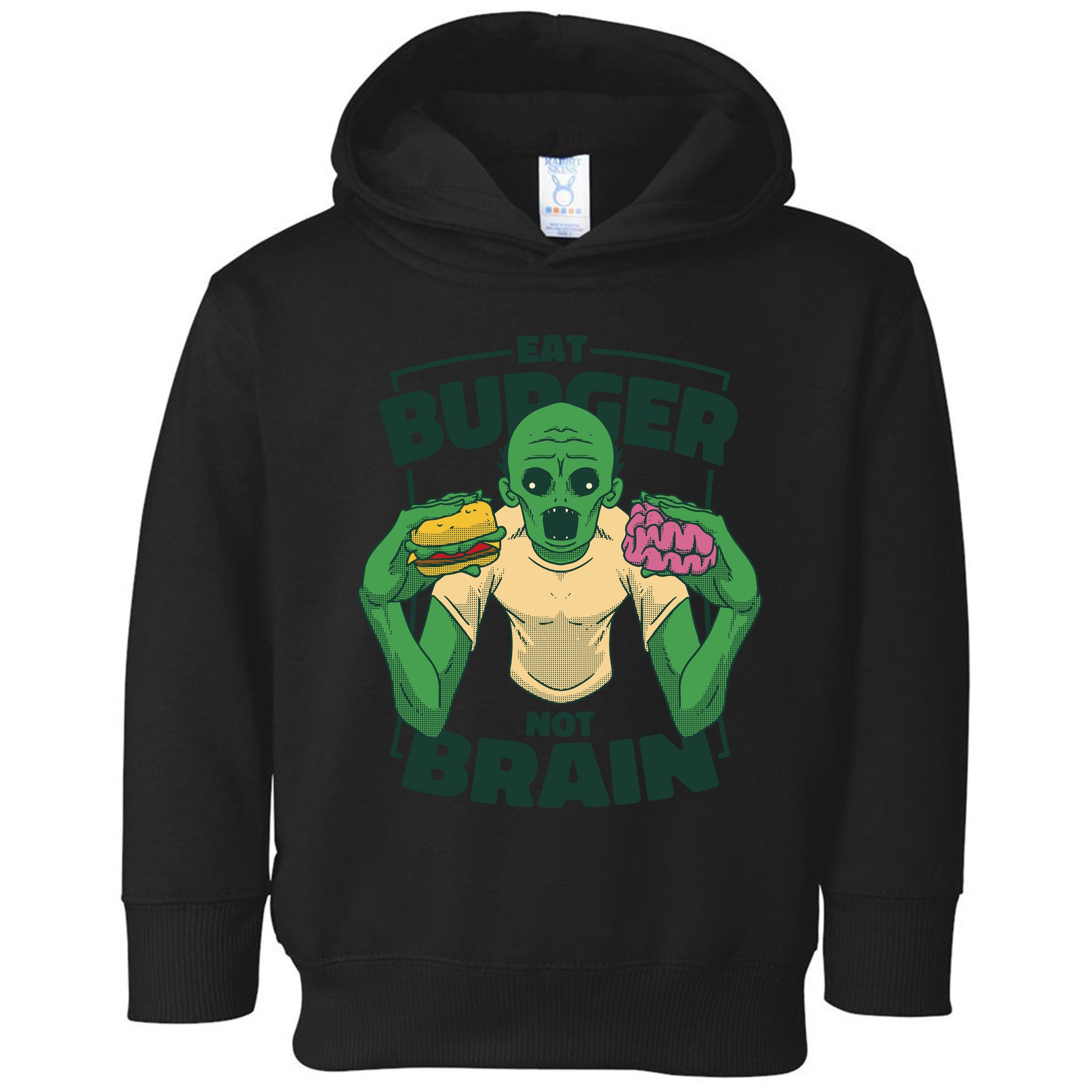 Eat Burger Not Brain Funny Zombie Toddler Hoodie