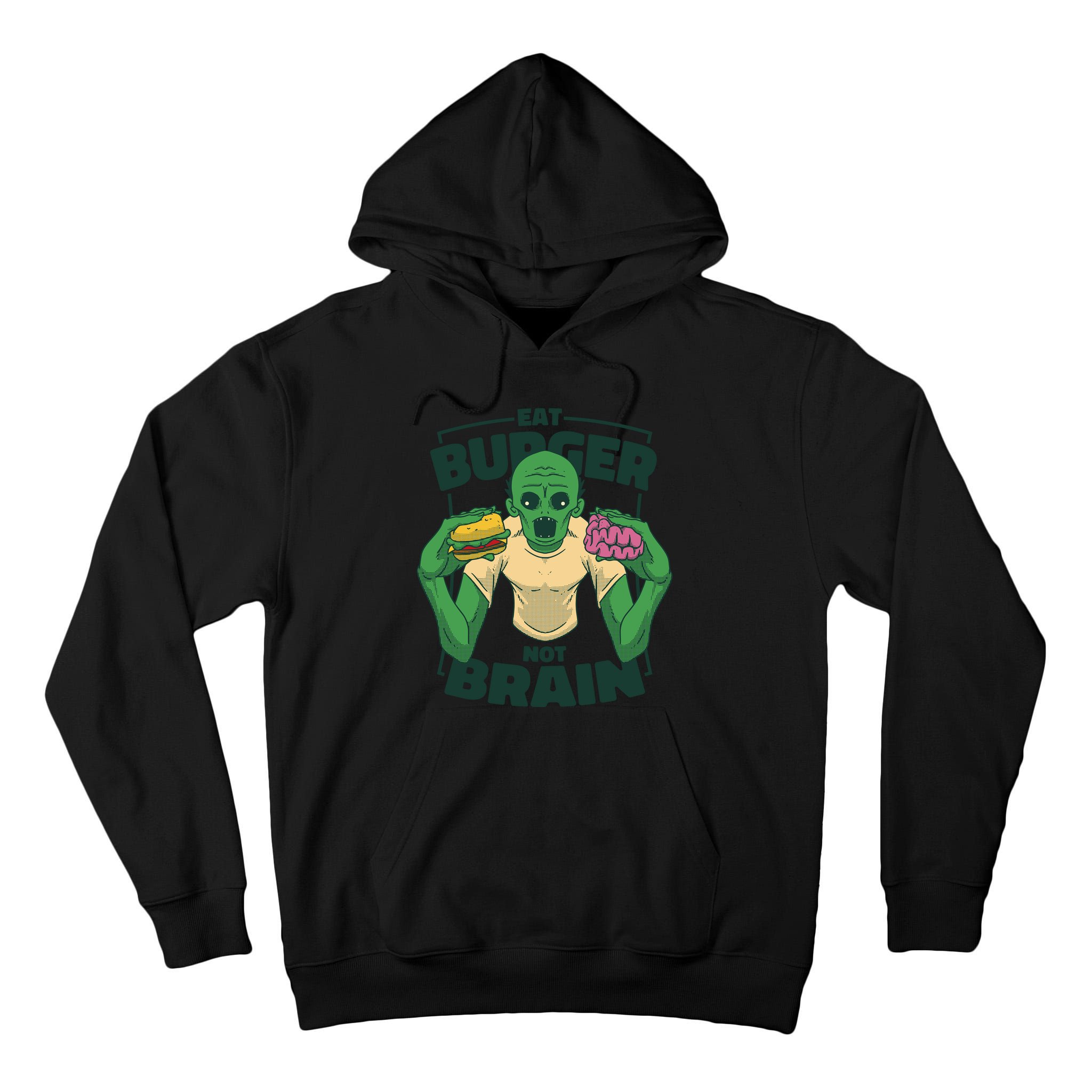 Eat Burger Not Brain Funny Zombie Tall Hoodie
