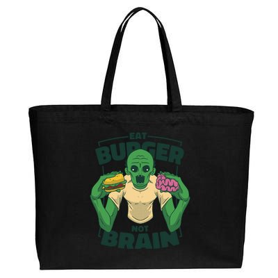 Eat Burger Not Brain Funny Zombie Cotton Canvas Jumbo Tote