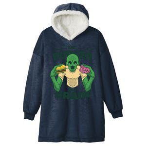 Eat Burger Not Brain Funny Zombie Hooded Wearable Blanket