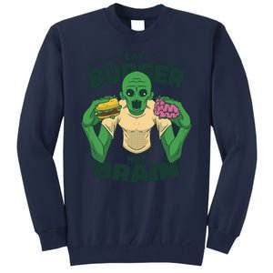 Eat Burger Not Brain Funny Zombie Tall Sweatshirt