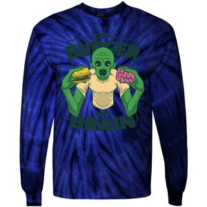 Eat Burger Not Brain Funny Zombie Tie-Dye Long Sleeve Shirt