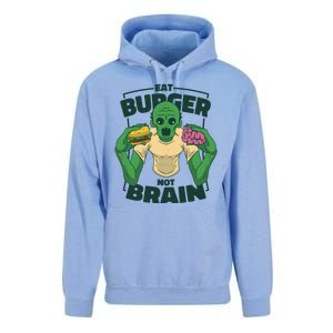 Eat Burger Not Brain Funny Zombie Unisex Surf Hoodie