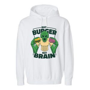 Eat Burger Not Brain Funny Zombie Garment-Dyed Fleece Hoodie