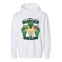 Eat Burger Not Brain Funny Zombie Garment-Dyed Fleece Hoodie