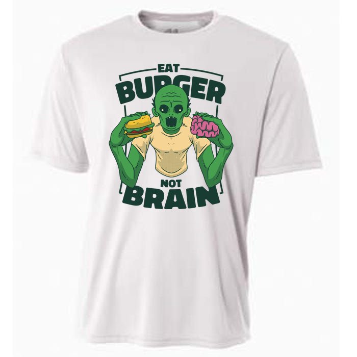 Eat Burger Not Brain Funny Zombie Cooling Performance Crew T-Shirt