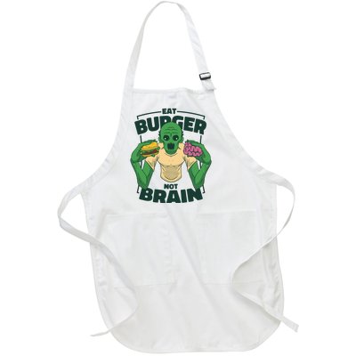 Eat Burger Not Brain Funny Zombie Full-Length Apron With Pockets