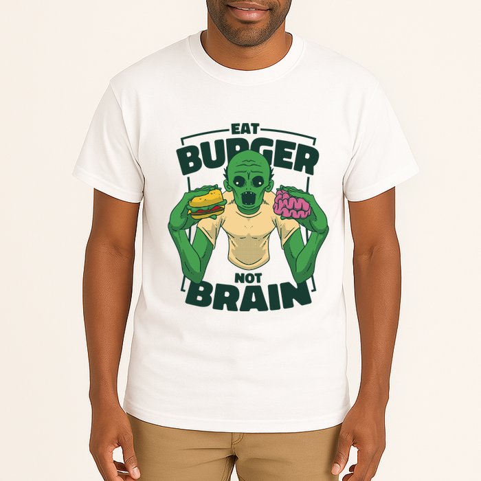 Eat Burger Not Brain Funny Zombie Tall T-Shirt