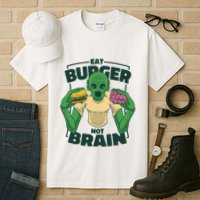 Eat Burger Not Brain Funny Zombie Tall T-Shirt
