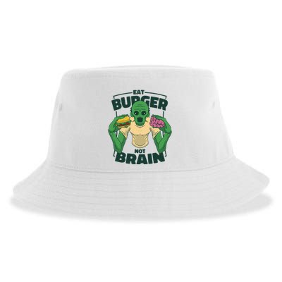 Eat Burger Not Brain Funny Zombie Sustainable Bucket Hat