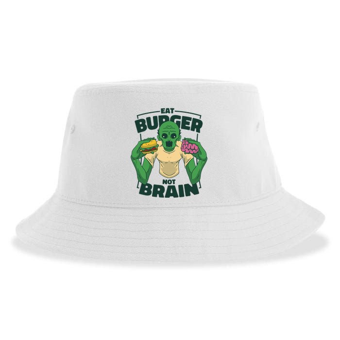 Eat Burger Not Brain Funny Zombie Sustainable Bucket Hat