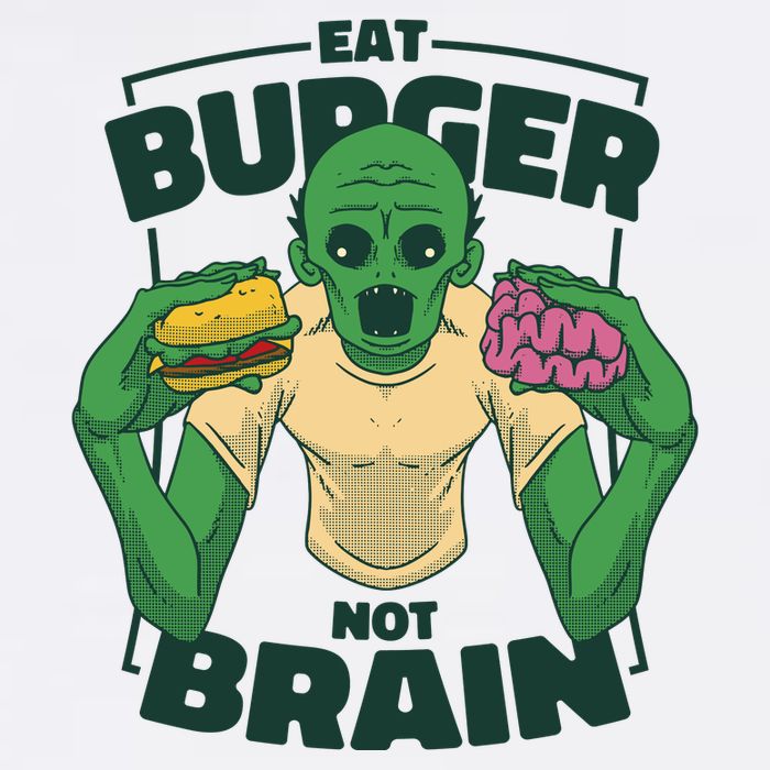 Eat Burger Not Brain Funny Zombie Sustainable Bucket Hat