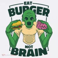 Eat Burger Not Brain Funny Zombie Button