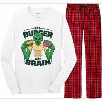 Eat Burger Not Brain Funny Zombie Long Sleeve Pajama Set