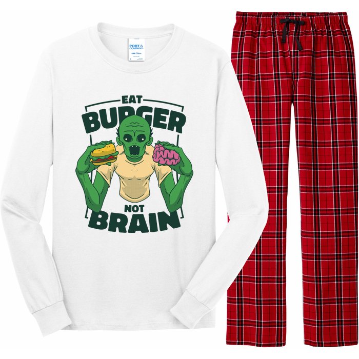 Eat Burger Not Brain Funny Zombie Long Sleeve Pajama Set