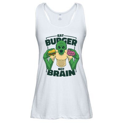 Eat Burger Not Brain Funny Zombie Ladies Essential Flowy Tank