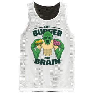 Eat Burger Not Brain Funny Zombie Mesh Reversible Basketball Jersey Tank