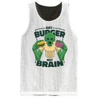 Eat Burger Not Brain Funny Zombie Mesh Reversible Basketball Jersey Tank