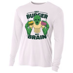 Eat Burger Not Brain Funny Zombie Cooling Performance Long Sleeve Crew