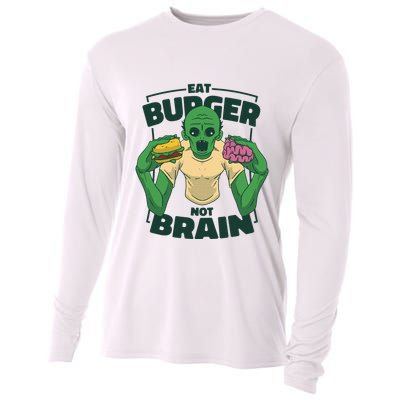 Eat Burger Not Brain Funny Zombie Cooling Performance Long Sleeve Crew