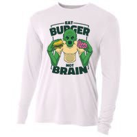 Eat Burger Not Brain Funny Zombie Cooling Performance Long Sleeve Crew