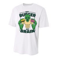 Eat Burger Not Brain Funny Zombie Performance Sprint T-Shirt