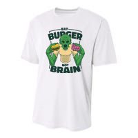 Eat Burger Not Brain Funny Zombie Youth Performance Sprint T-Shirt