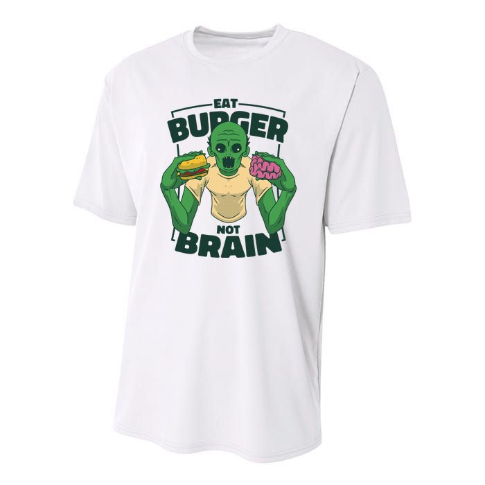 Eat Burger Not Brain Funny Zombie Youth Performance Sprint T-Shirt