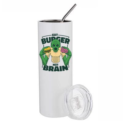 Eat Burger Not Brain Funny Zombie Stainless Steel Tumbler