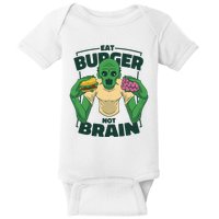 Eat Burger Not Brain Funny Zombie Baby Bodysuit