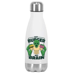 Eat Burger Not Brain Funny Zombie Stainless Steel Insulated Water Bottle