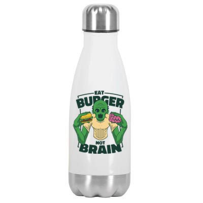 Eat Burger Not Brain Funny Zombie Stainless Steel Insulated Water Bottle