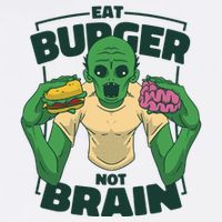 Eat Burger Not Brain Funny Zombie Trucker Hat