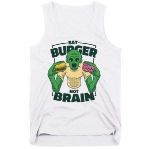 Eat Burger Not Brain Funny Zombie Tank Top