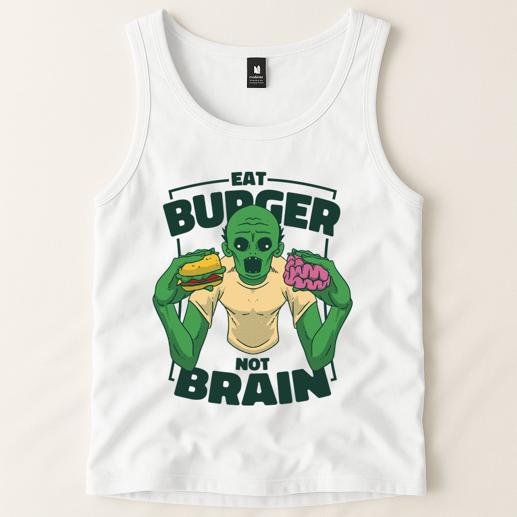 Eat Burger Not Brain Funny Zombie Tank Top