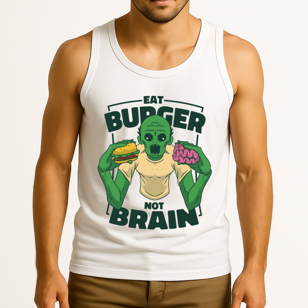 Eat Burger Not Brain Funny Zombie Tank Top