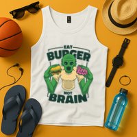 Eat Burger Not Brain Funny Zombie Tank Top