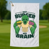 Eat Burger Not Brain Funny Zombie Golf Towel