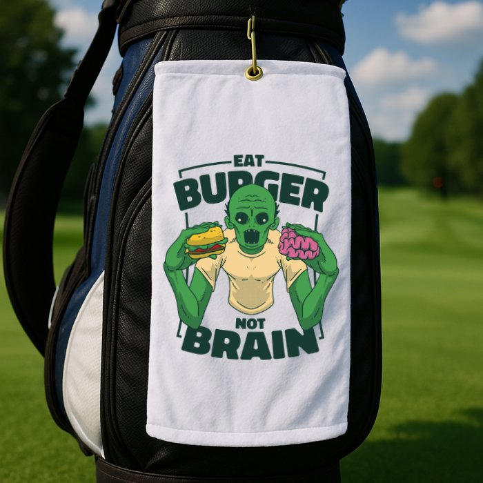 Eat Burger Not Brain Funny Zombie Golf Towel