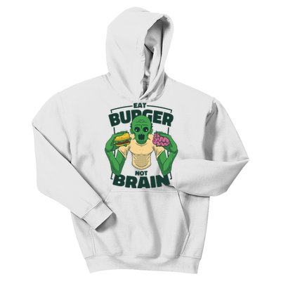 Eat Burger Not Brain Funny Zombie Kids Hoodie