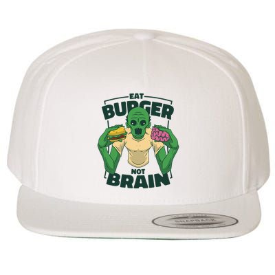 Eat Burger Not Brain Funny Zombie Wool Snapback Cap