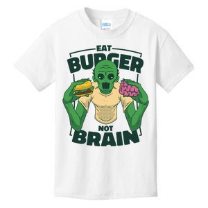 Eat Burger Not Brain Funny Zombie Kids T-Shirt