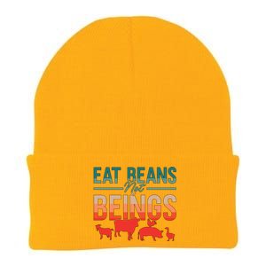 Eat Beans Not Beings Retro Vegan Lifestyle No Meat Veganism Gift Knit Cap Winter Beanie