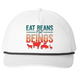 Eat Beans Not Beings Retro Vegan Lifestyle No Meat Veganism Gift Snapback Five-Panel Rope Hat