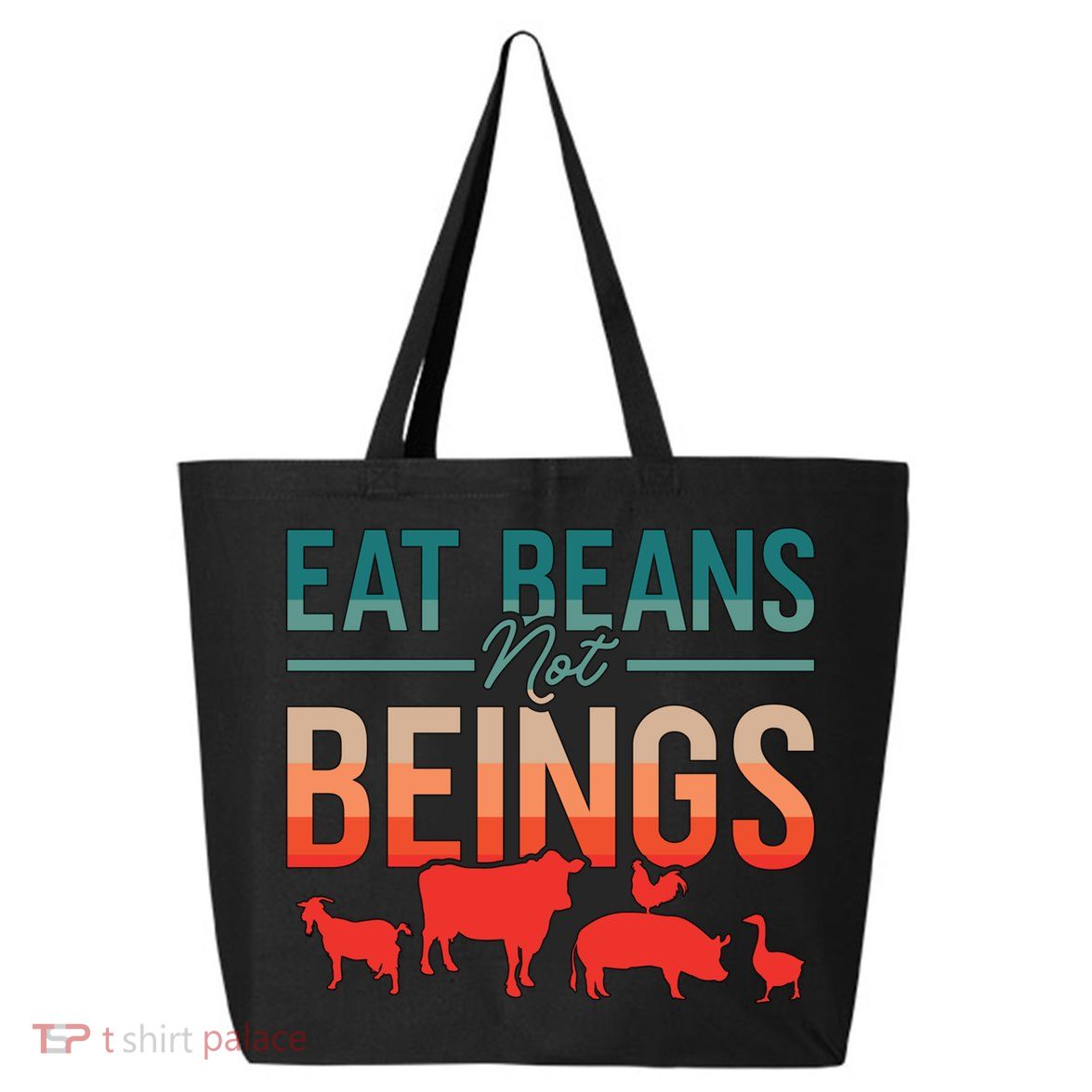 Eat Beans Not Beings Retro Vegan Lifestyle No Meat Veganism Gift 25L Jumbo Tote