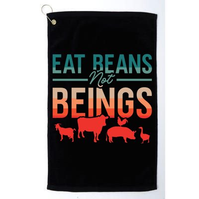 Eat Beans Not Beings Retro Vegan Lifestyle No Meat Veganism Gift Golf Towel