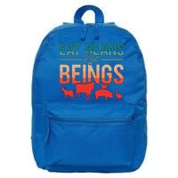 Eat Beans Not Beings Retro Vegan Lifestyle No Meat Veganism Gift 16 in Basic Backpack